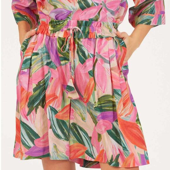 Thought Womens Adella Hemp Tropical Floral City Shorts Multicolor Size 12 NWT - Picture 1 of 16